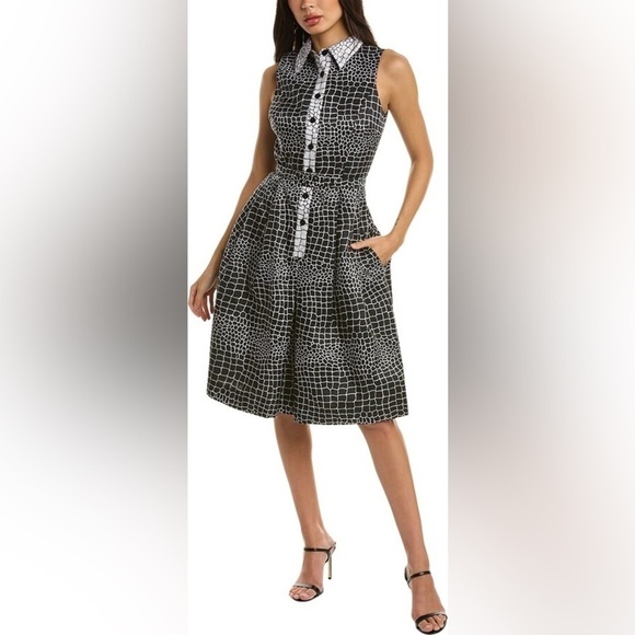 NEW TERI JON BY RICKIE FREEMAN Giraffe Print Shirtdress sz 4 $480 - Picture 3 of 8